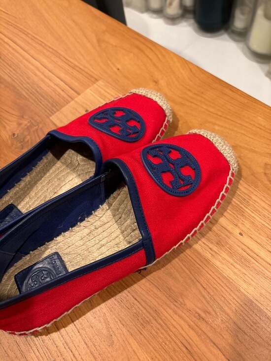 Tory Burch Ines Canvas Espadrille Flats in Red and Navy EUC - Picture 6 of 11
